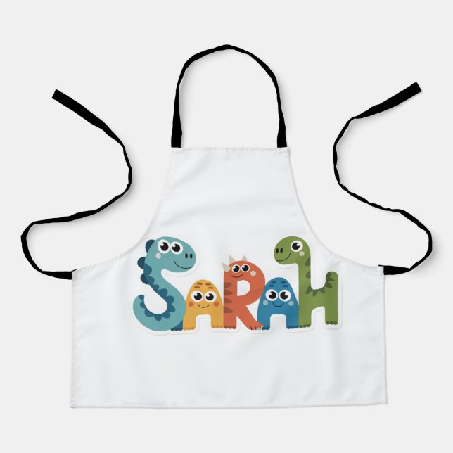 Sarah Dinosaur Name Niedlich Dino Letters Design Schürze (Vorderseite)