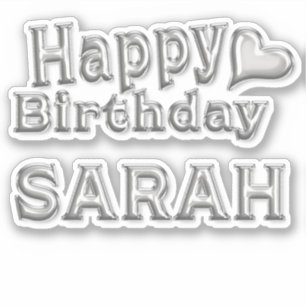 Sarah Happy Birthday silver Aufkleber Sticker