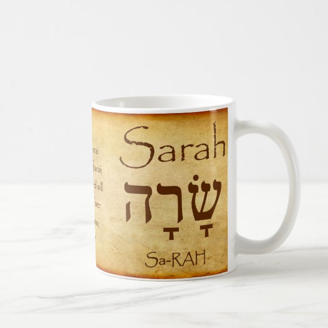 SARAH Hebrew Name Tasse (Rechts)