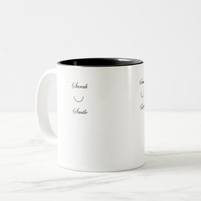 Sarah-Lächeln-Kaffee-Tasse Zweifarbige Tasse (Vorderseite Links)