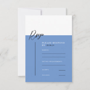 SARAH Modern Blue Minimalistisch Details Response RSVP Karte