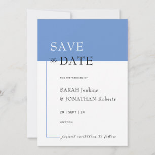SARAH Modern Blue Minimalistisch Save the Date Car