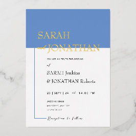 SARAH Modernes Blaues Minimalistisches Naturparadi Folieneinladung