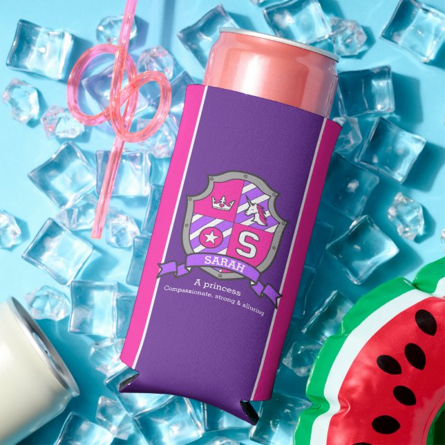 Sarah Name bedeutet rosa Wappen unicorn Selters Dosenkühler (In Situ Sommer)