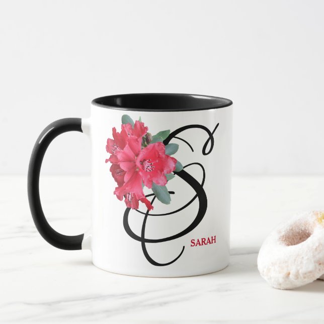 SARAH-Name hübscher Blumenspass Tasse (Mit Donut)