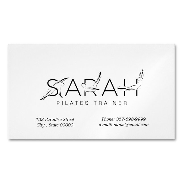 SARAH Name Pilates Instructor Business Card Magnetische Visitenkarte (Vorderseite)
