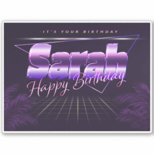Sarah Name Vorname lila retro Sticker Geburtstag