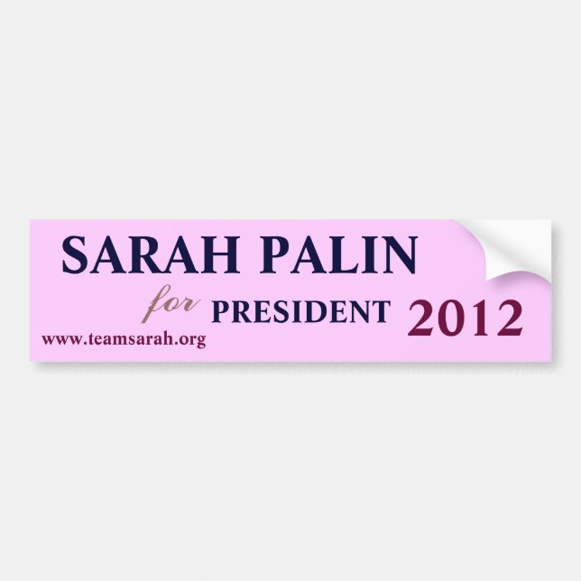 SARAH PALIN FÜR PRÄSIDENTEN 2012 AUTOAUFKLEBER (Vorne)