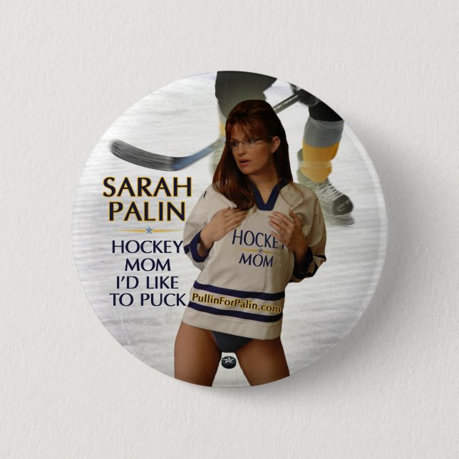Sarah Palin - Hockey-Mama, die ich zum Button (Vorderseite)