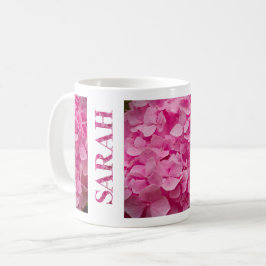 "Sarah" Rosa Spring Hydrangea Blumenschrift Art Kaffeetasse