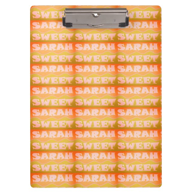 Sarah Sweet Design hellgrüne Sandfarben Klemmbrett (Vorderseite)