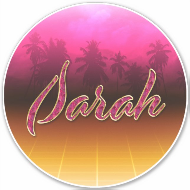 Sarah Vorname Name golden pink Aufkleber Sticker (Vorderseite)