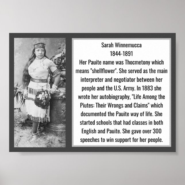 Sarah Winnemucca Native American Author Leader Poster (Vorne)