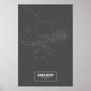 Sarajevo, Bosnien und Herzegowina (weiß auf schwar Poster
