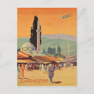 Sarajevo Stadtzentrum, Bosnien, Vintage-Reise Postkarte
