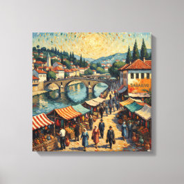 Sarajevo Ufer Basarszene Leinwandkunst Leinwanddruck