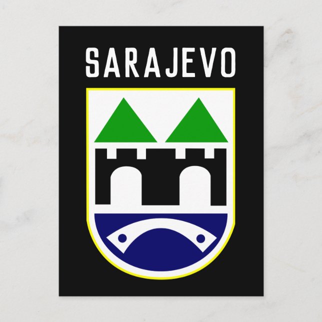 Sarajevo-Wappen, Bosnien und Herzegowina Postkarte (Vorderseite)