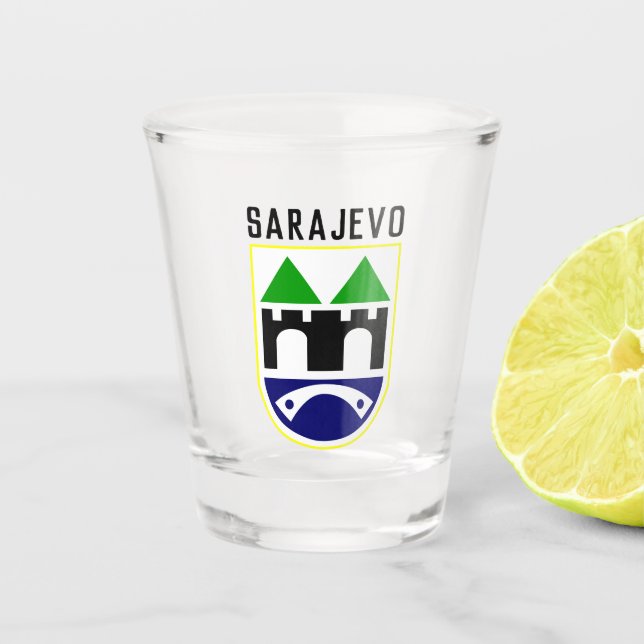Sarajevo-Wappen, Bosnien und Herzegowina Schnapsglas (Vorderseite)