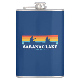 Saranac Lake New York Canoe Flachmann