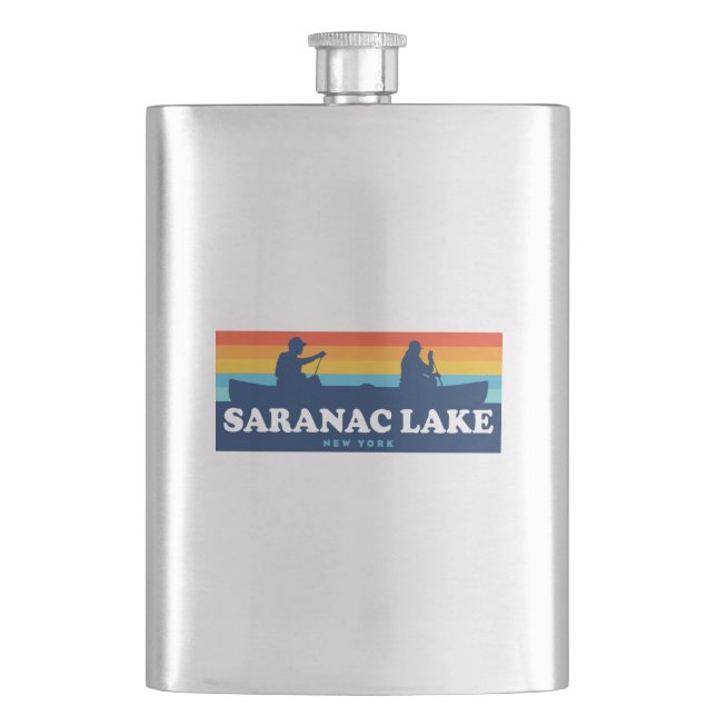 Saranac Lake New York Canoe Flachmann (Vorderseite)