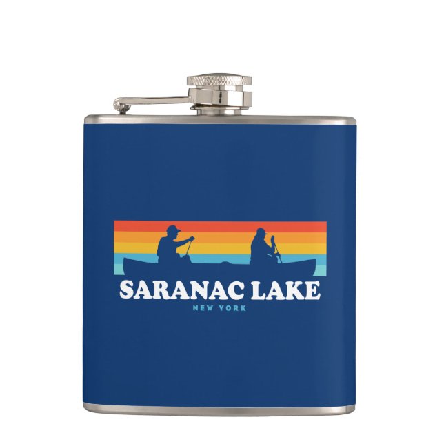 Saranac Lake New York Canoe Flachmann (Vorderseite)