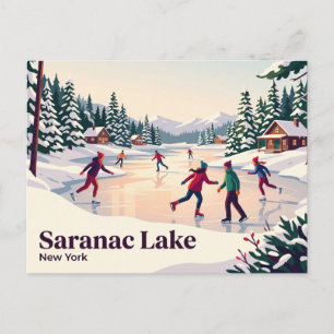 Saranac Lake New York Eislaufen Postkarte