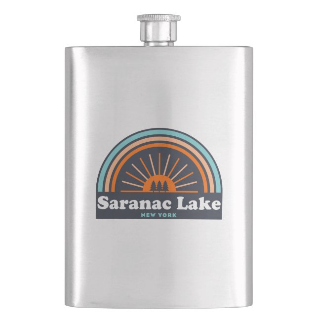 Saranac Lake New York Rainbow Flachmann (Vorderseite)