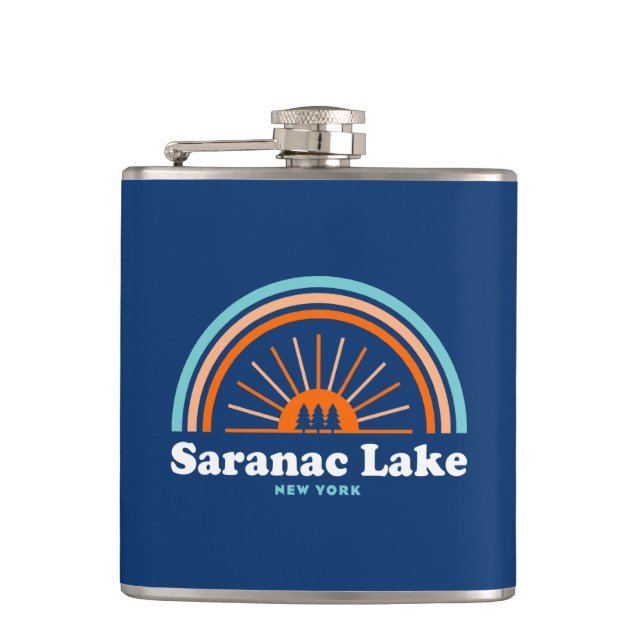Saranac Lake New York Rainbow Flachmann (Vorderseite)