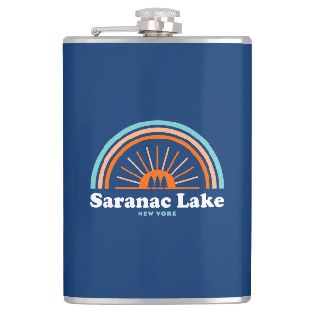 Saranac Lake New York Rainbow Flachmann (Vorderseite)