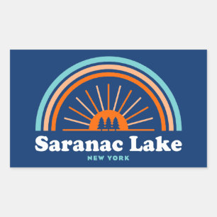 Saranac Lake New York Rainbow Rechteckiger Aufkleber