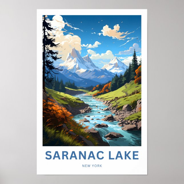 Saranac Lake New York Travel Print Poster (Vorne)