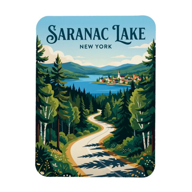 Saranac Lake USA Magnet (Vertikal)