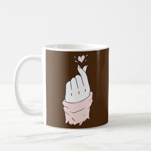 Saranghae Korean Finger Heart K Pop Liebe Misty Kaffeetasse (Links)
