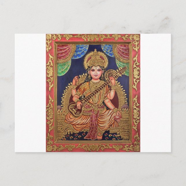 SARASAWATI ANTIQUE INDISCHE MALERDRUCK POSTKARTE (Vorderseite)