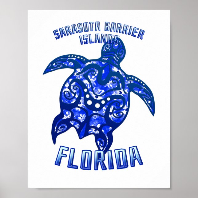 Sarasota Barrier Florida Vacation Tribal Turtle Poster (Vorne)