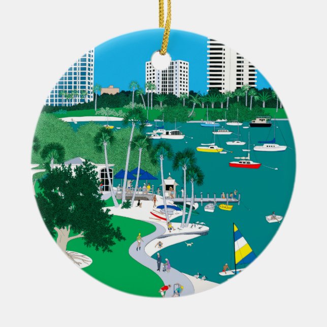 Sarasota Bay Front Schmuck Keramik Ornament (Vorne)