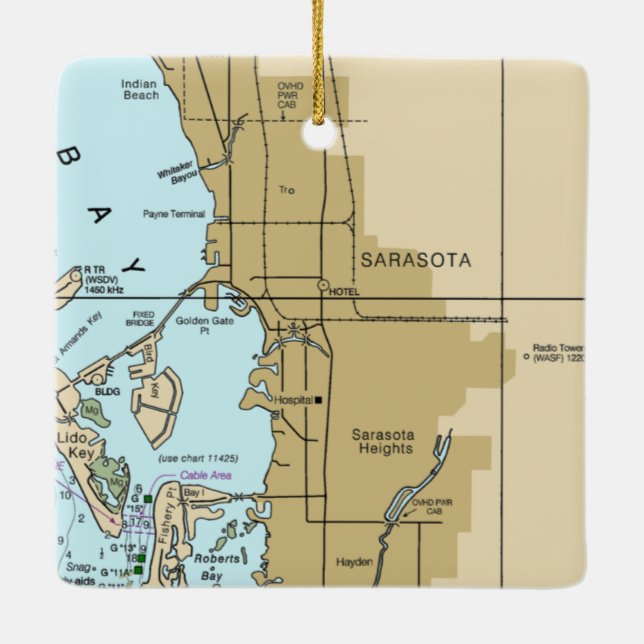 Sarasota FL Chart Keramikornament (Rückseite)