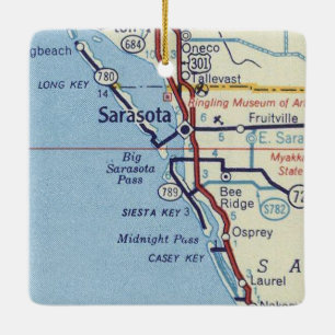 Sarasota FL Classic Karte Keramikornament