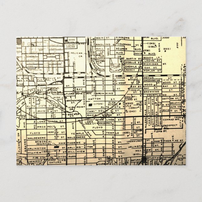 Sarasota, FL Vintage Karte (Vorderseite)