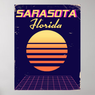 Sarasota Florida 1980er Jahre Vintage Reise Druck. Poster