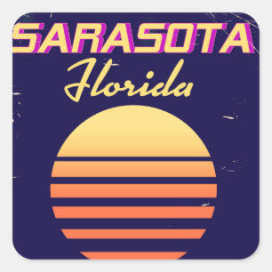 Sarasota Florida 1980er Jahre Vintage Reise Druck. Quadratischer Aufkleber