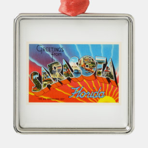 Sarasota Florida alte Vintage Reise-Andenken Silbernes Ornament