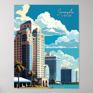 Sarasota Florida Art Vintage Reise Illustration Poster