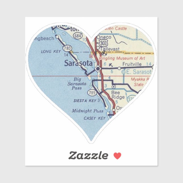 Sarasota Florida Classic Karte Aufkleber (Blatt)