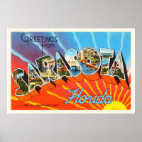 Sarasota Florida FL Old Vintage Travel Souvenir