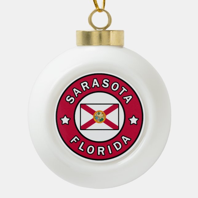 Sarasota Florida Keramik Kugel-Ornament (Vorderseite)