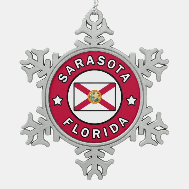 Sarasota Florida Schneeflocken Zinn-Ornament (Vorderseite)