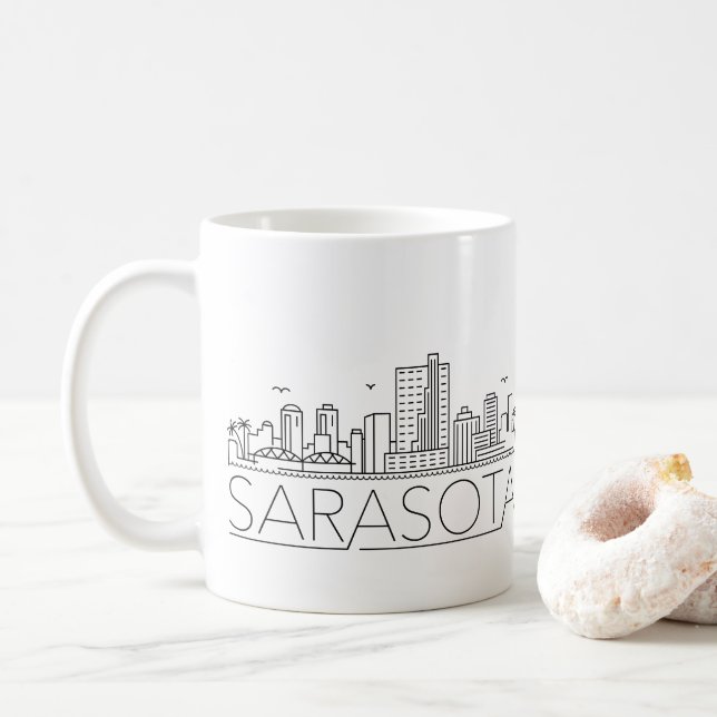 Sarasota, Florida Stylized Skyline Coffee Tasse (Mit Donut)