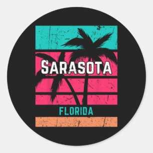 Sarasota Florida Urlaubs-Souvenir Surfen Vintage Runder Aufkleber