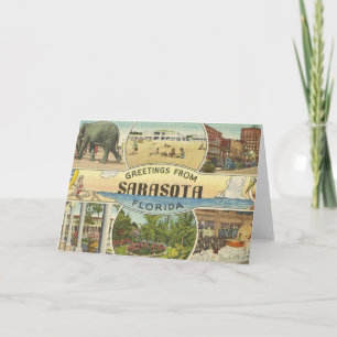Sarasota Florida Vintage-Klapp-Grußkarte Karte